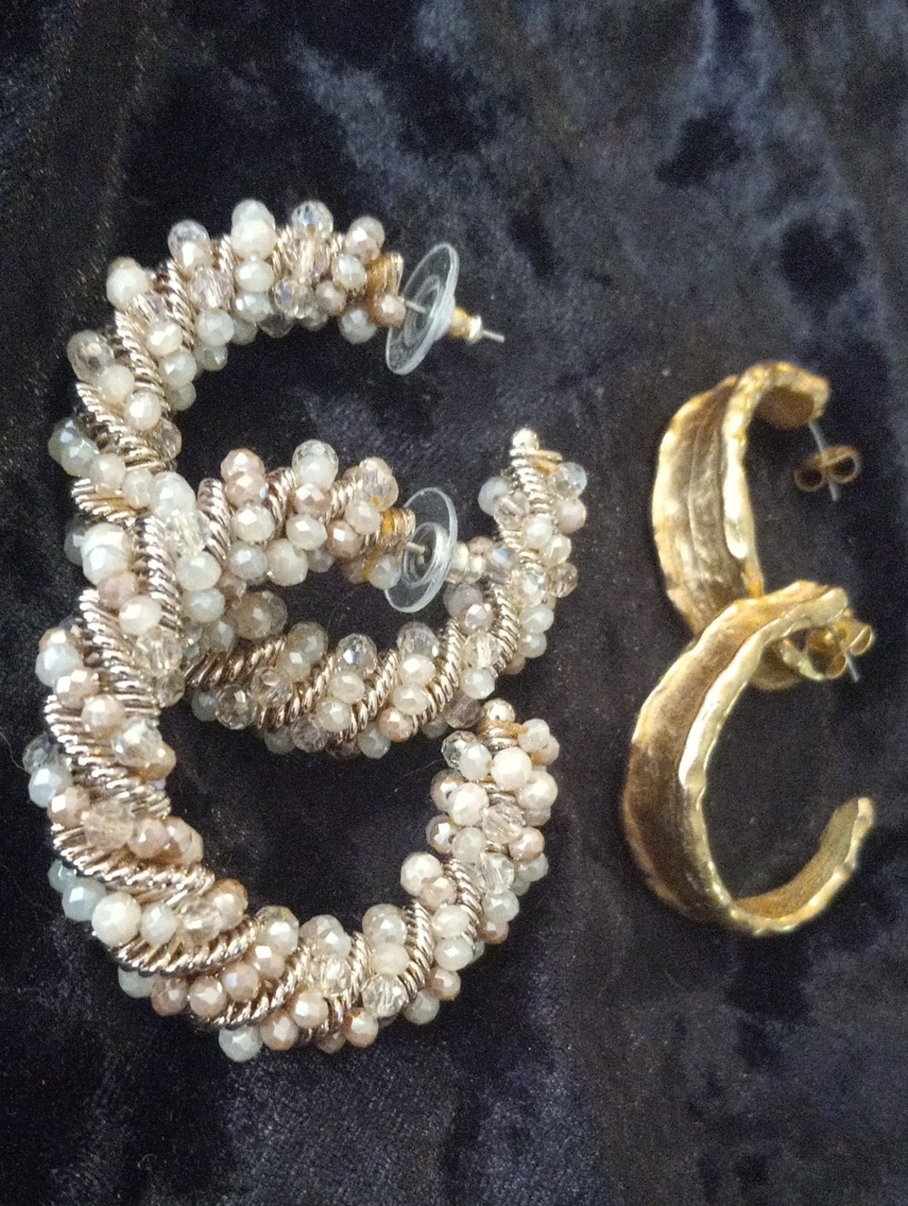 Gold and Crystal Beaded Hoop Earrings - Elegant Women’s Jewelry